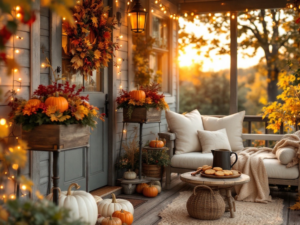 Cozy Fall Planters Front Porch 5