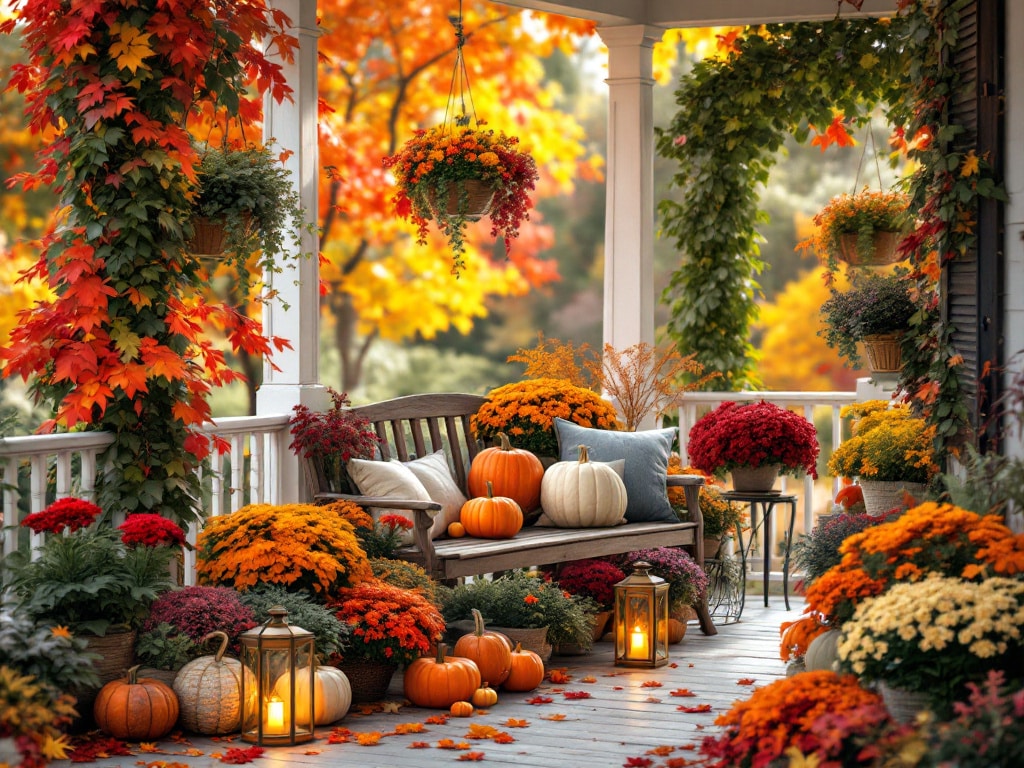 Cozy Fall Planters Front Porch 8