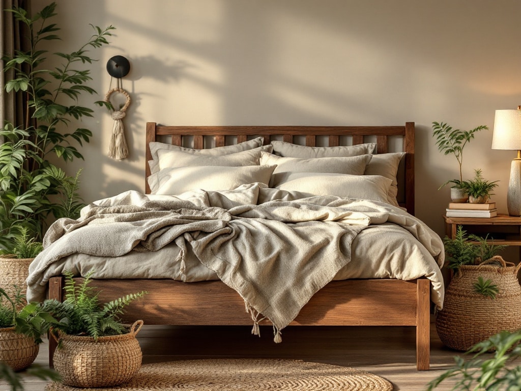 cozy bedroom with earthy tones