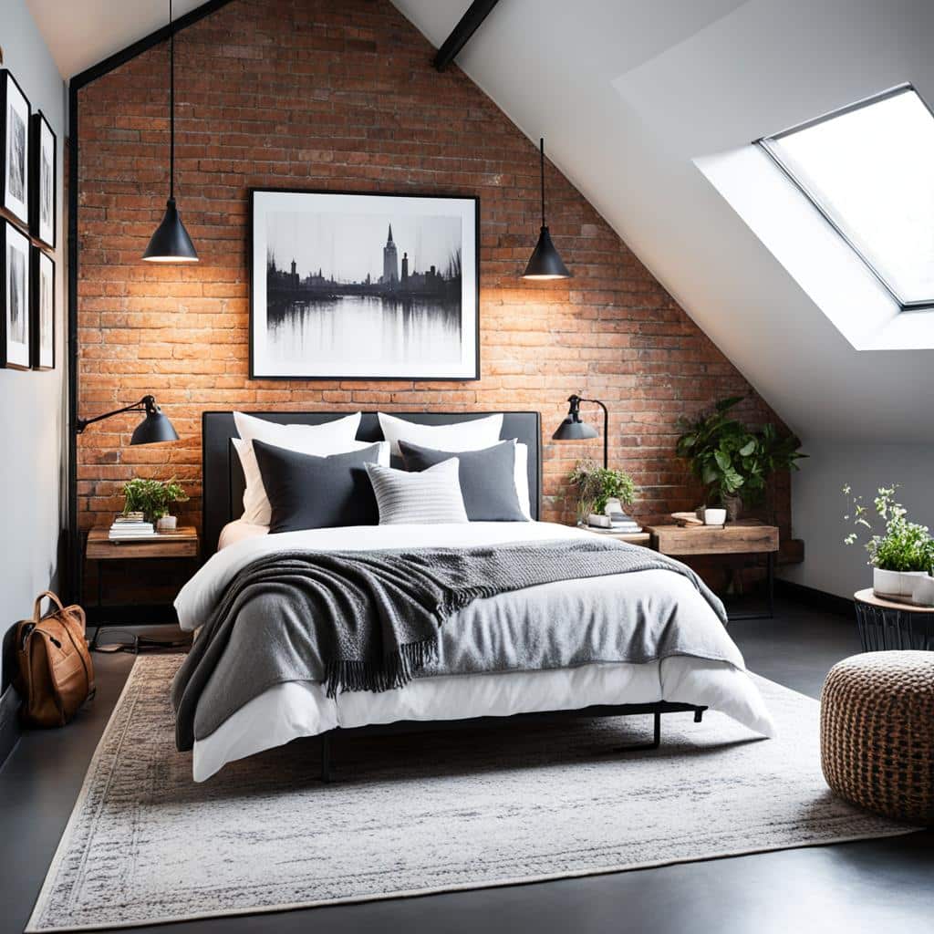 modern attic bedroom