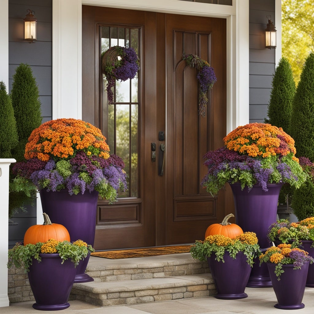 purple fall planters