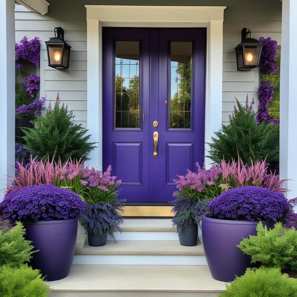 purple planters for front porch