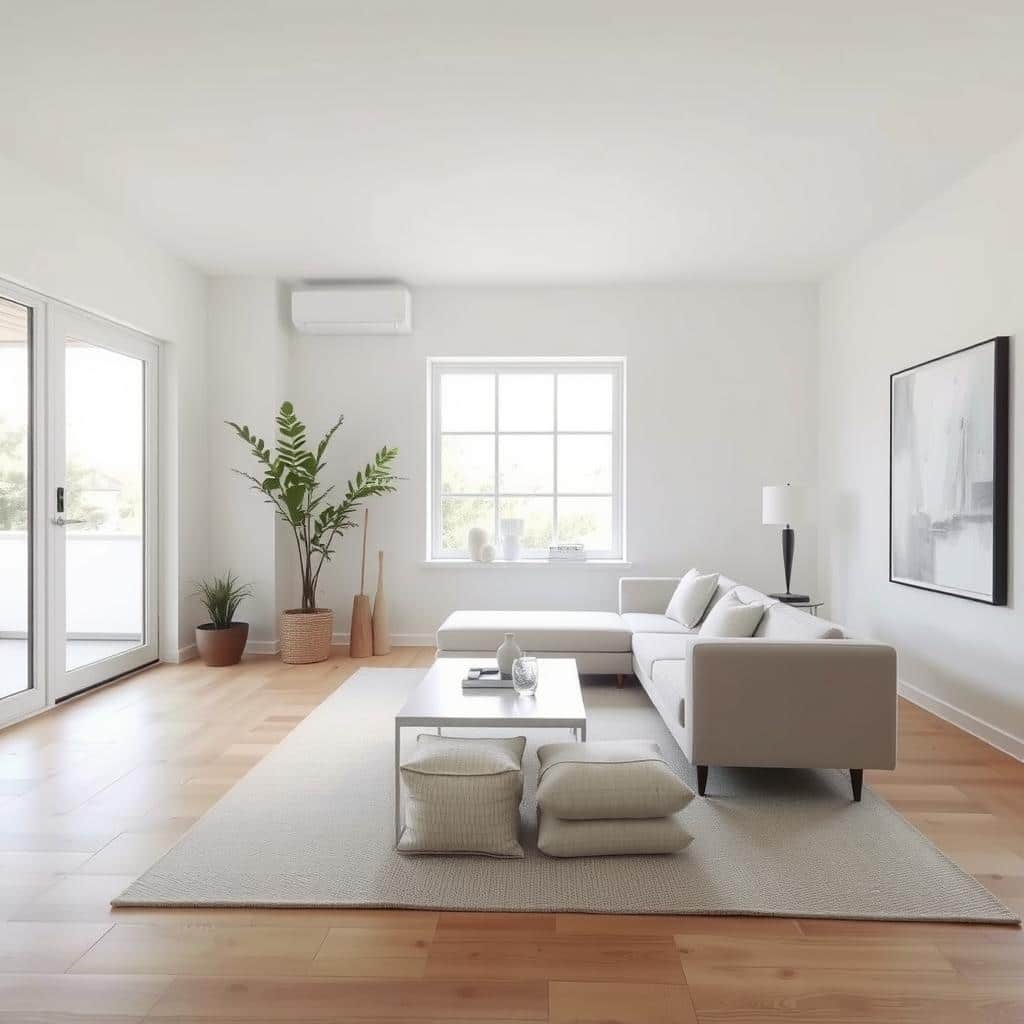 A serene minimalist living room