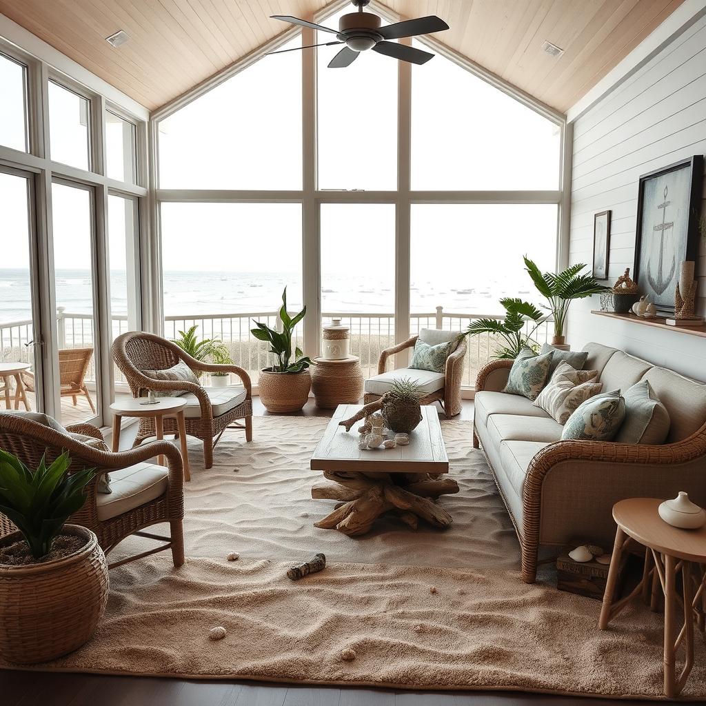 A tranquil coastal living room