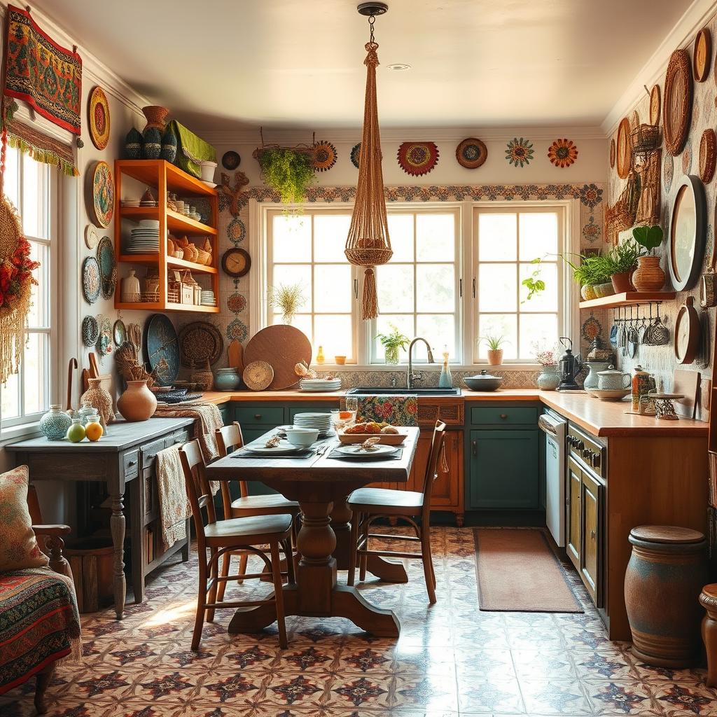 A vibrant bohemian kitchen