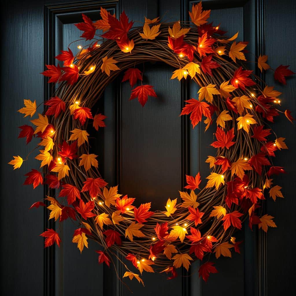 Fairy Light Fall Leaf Wreath