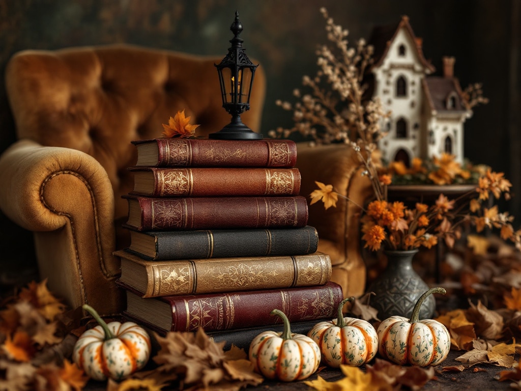 Fall Decor Spooky with Vintage Books