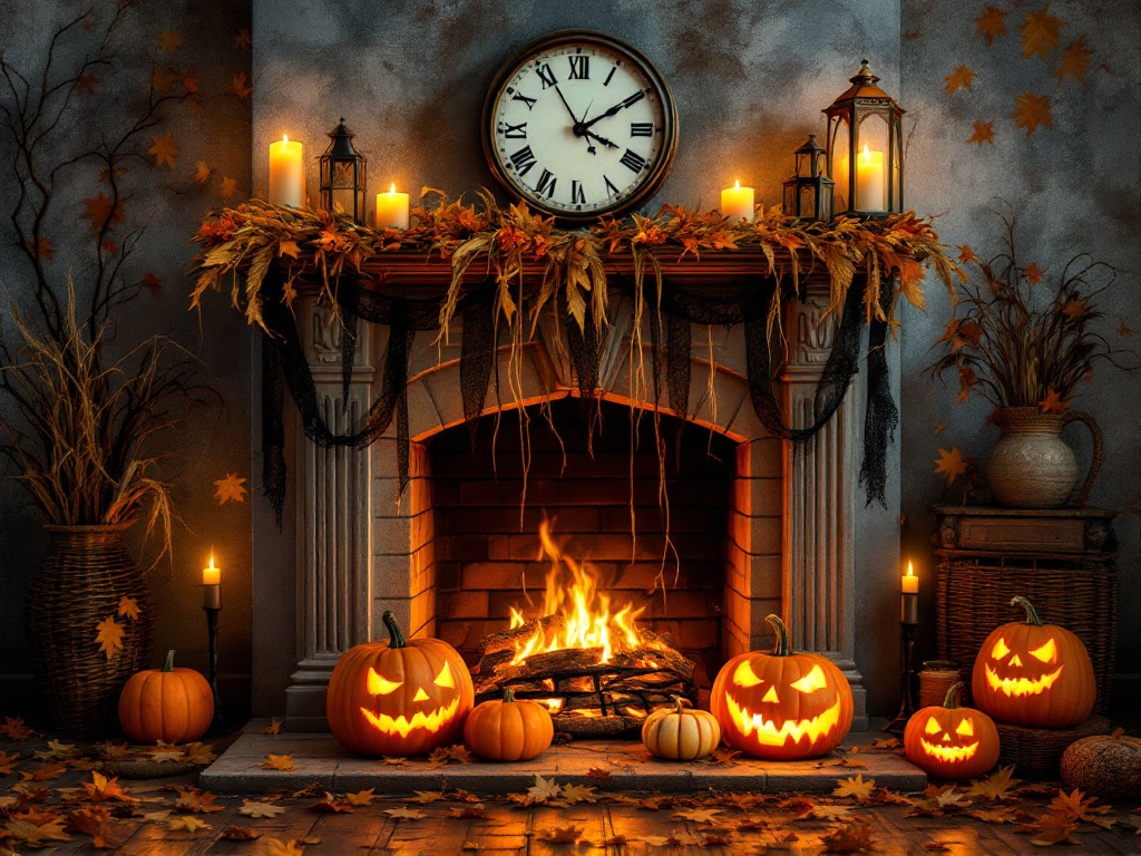 Halloween mantel decorations