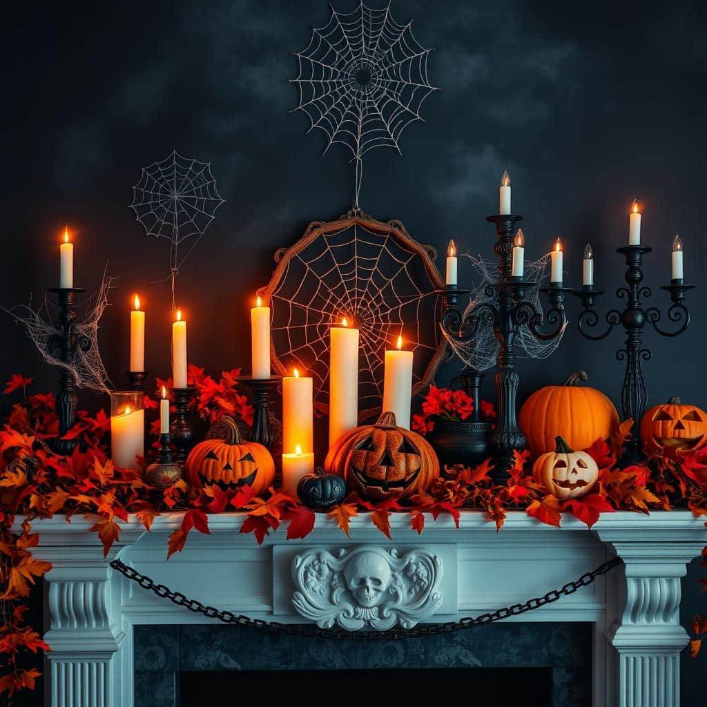 Halloween mantel