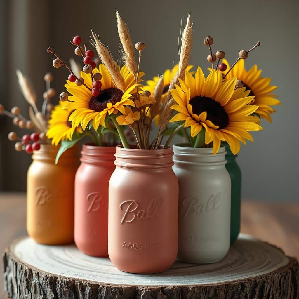 Painted Mason Jar Vases