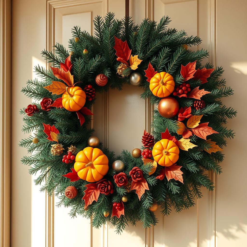 Thanksgiving Christmas Hybrid Wreath