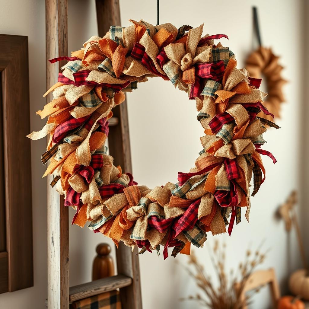 Upcycled Fabric Thanksgiving Wreath