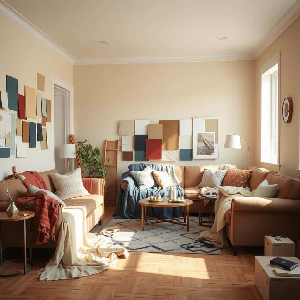 a room in progress demonstrating the color selection process