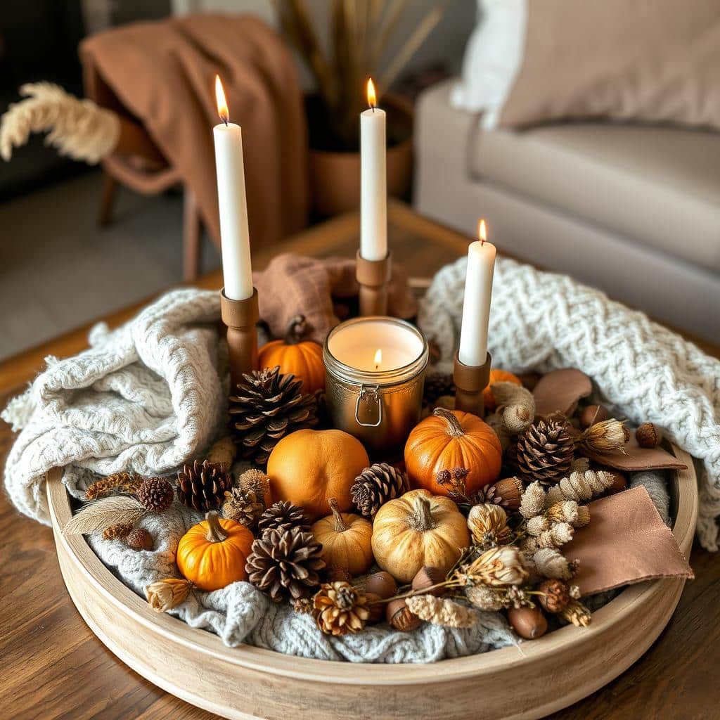 autumn leaves tray decor