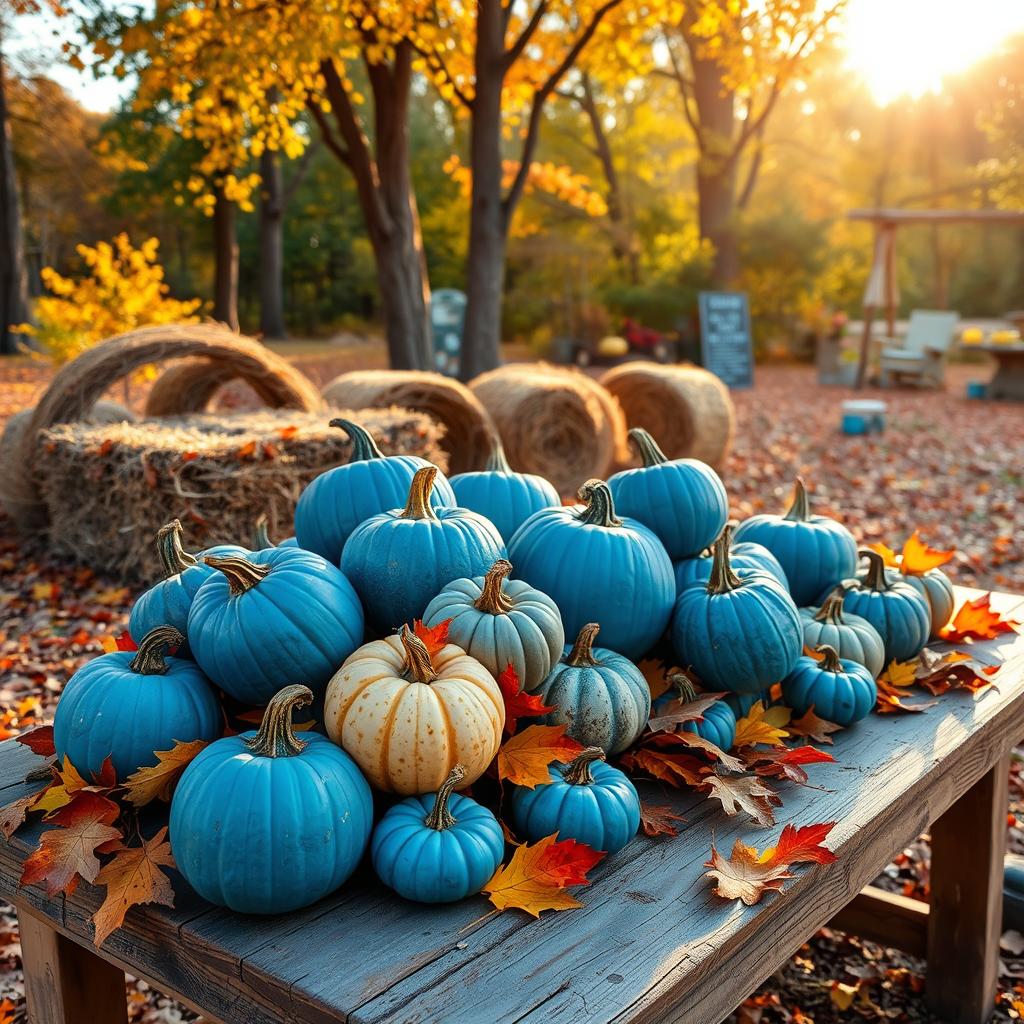 blue pumpkin displays