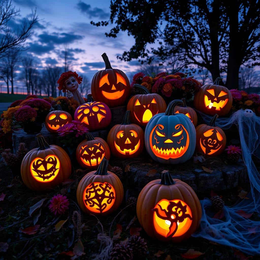 creatively carved pumpkins