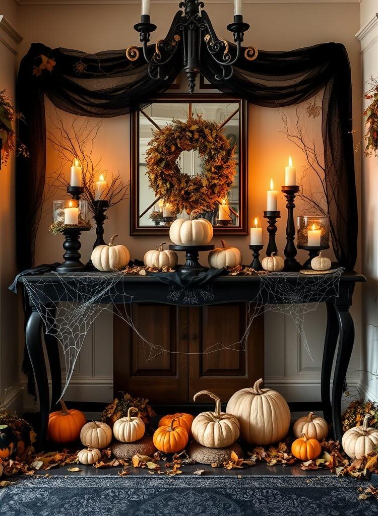 elegant Halloween entryway