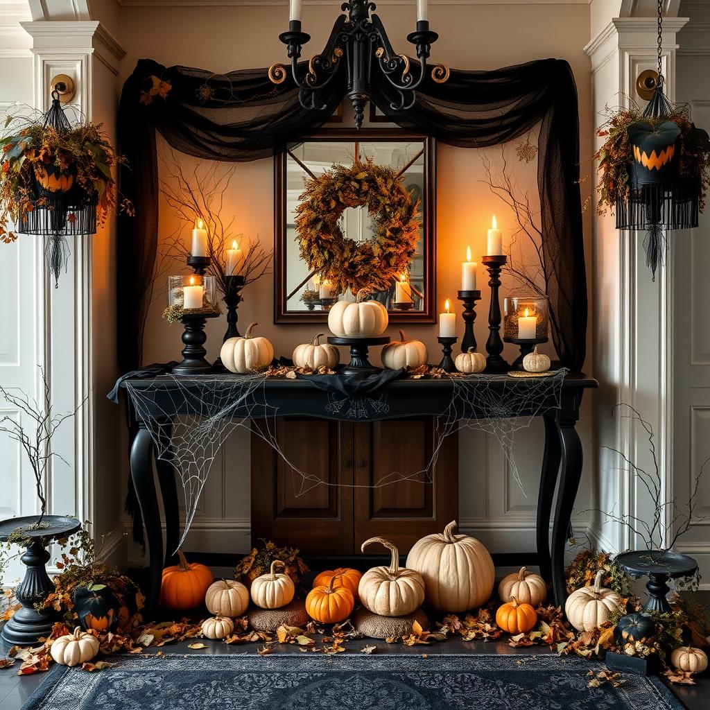 elegant Halloween entryway