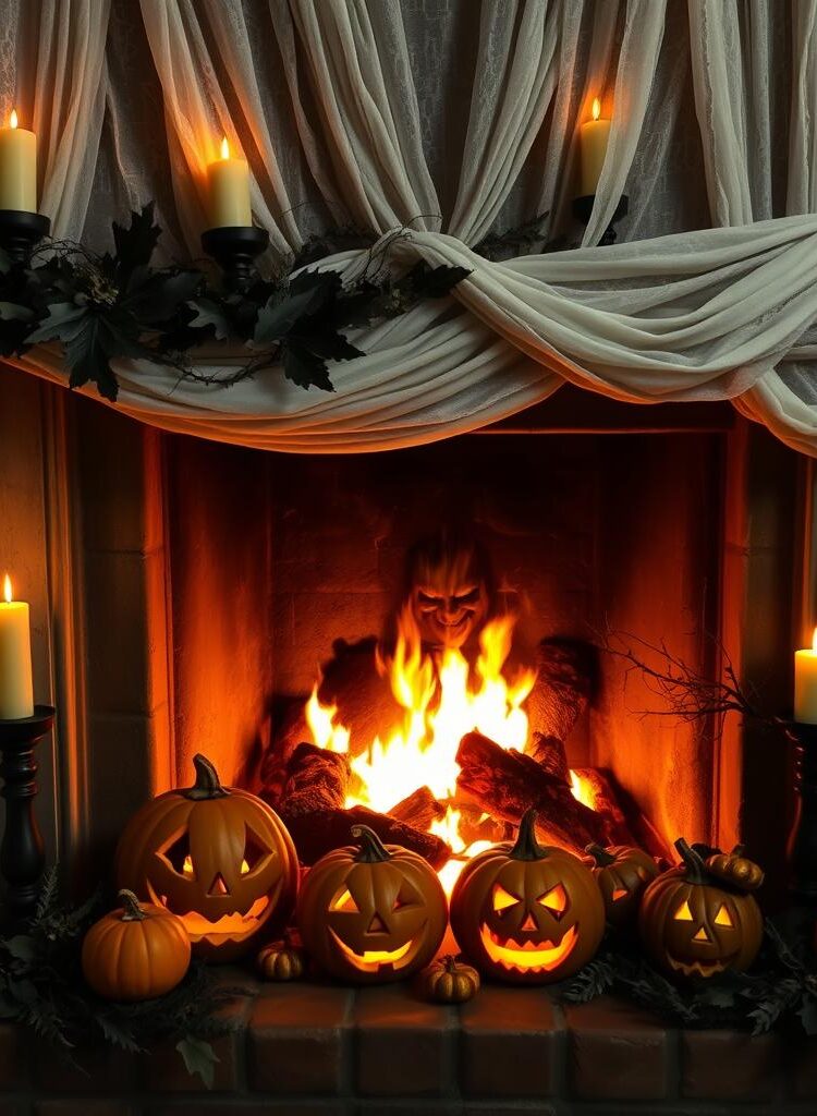 halloween fireplace decor