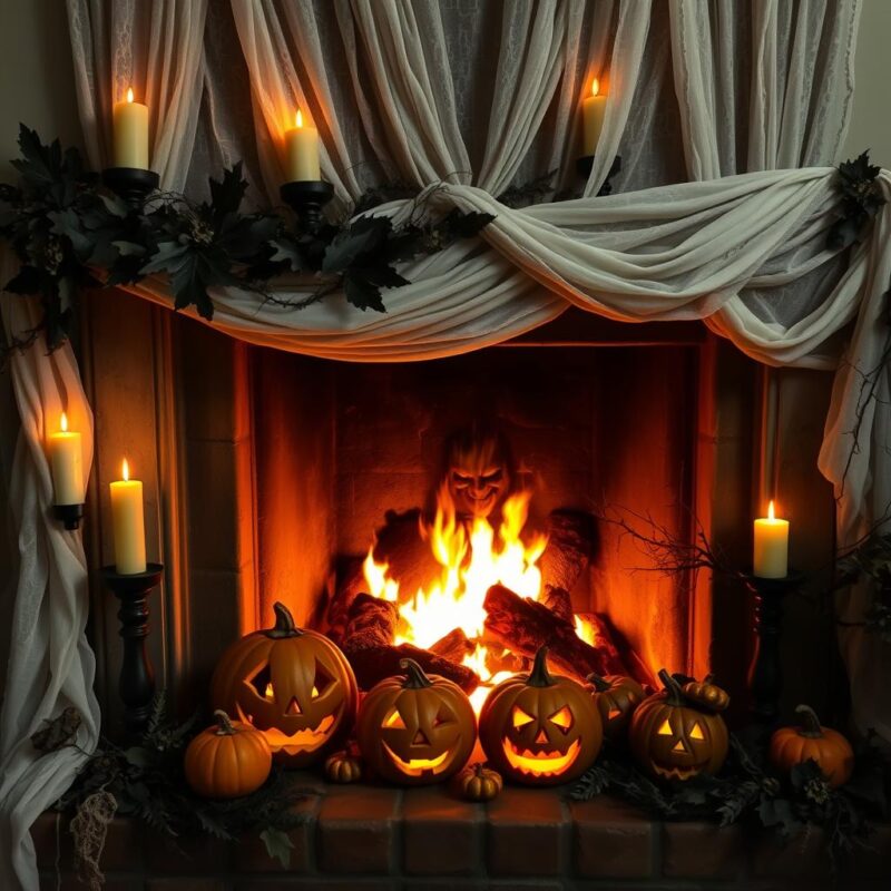 halloween fireplace decor