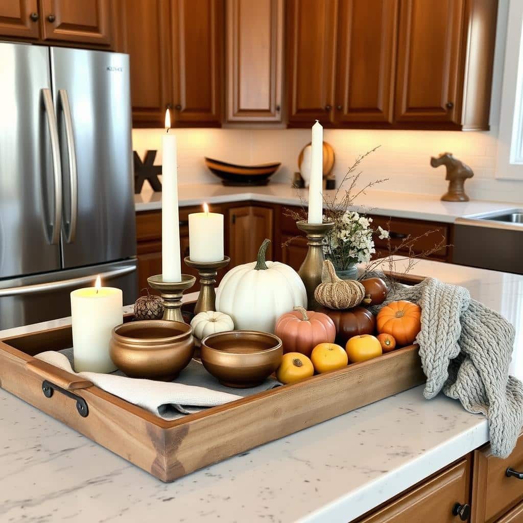 kitchen island tray decor