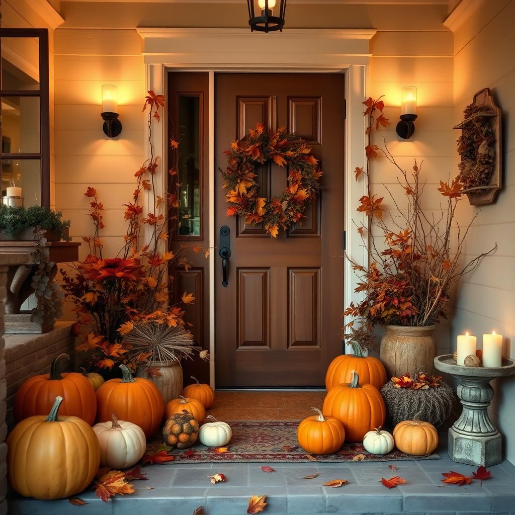 plaid fall entryway