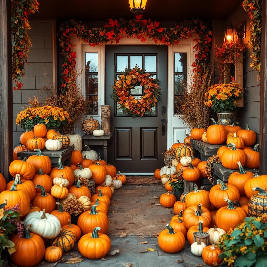 pumpkin-filled entryway