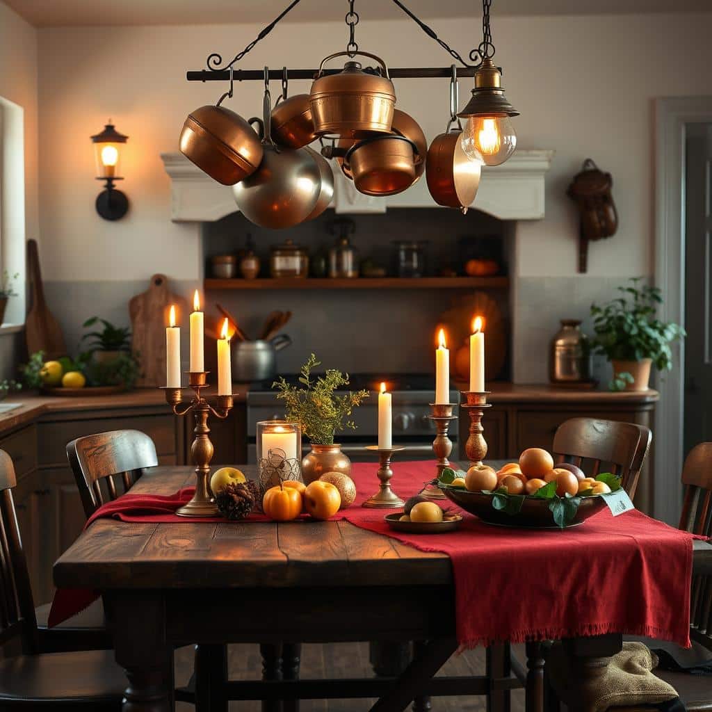 warm metallic fall decor