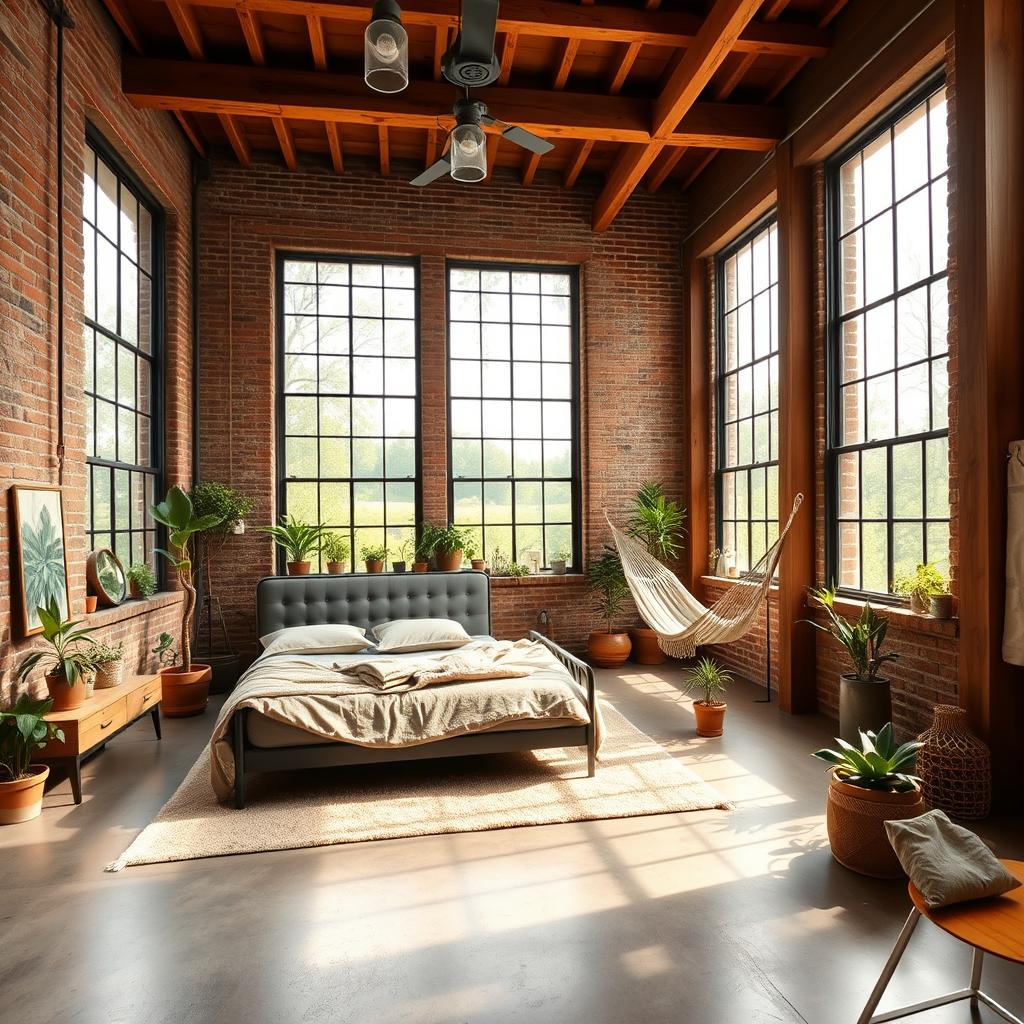 A spacious industrial loft bedroom1