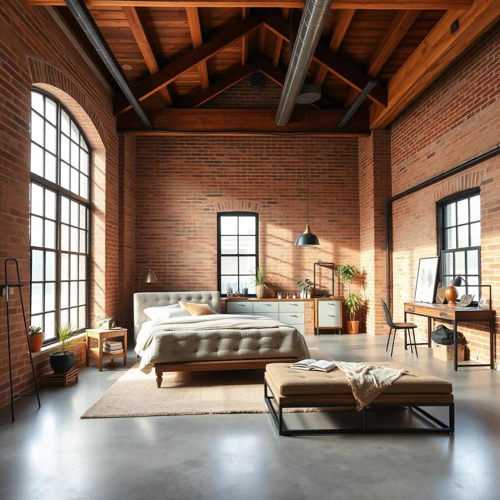 A spacious industrial loft bedroom2