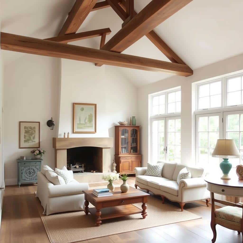 Exposed wood beams