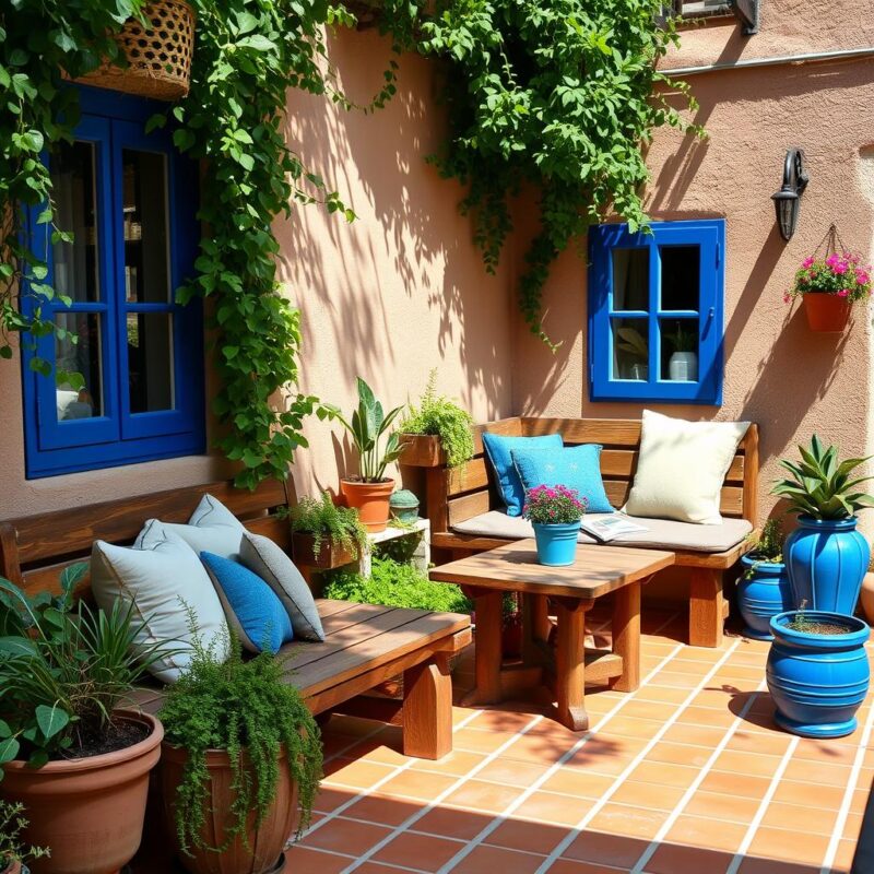 Mediterranean-inspired outdoor seating