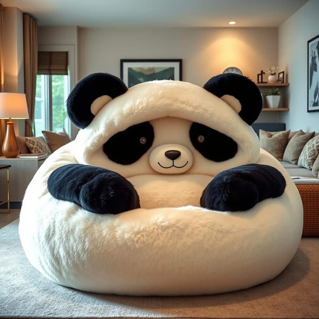 Ultra plush panda shaped lounger