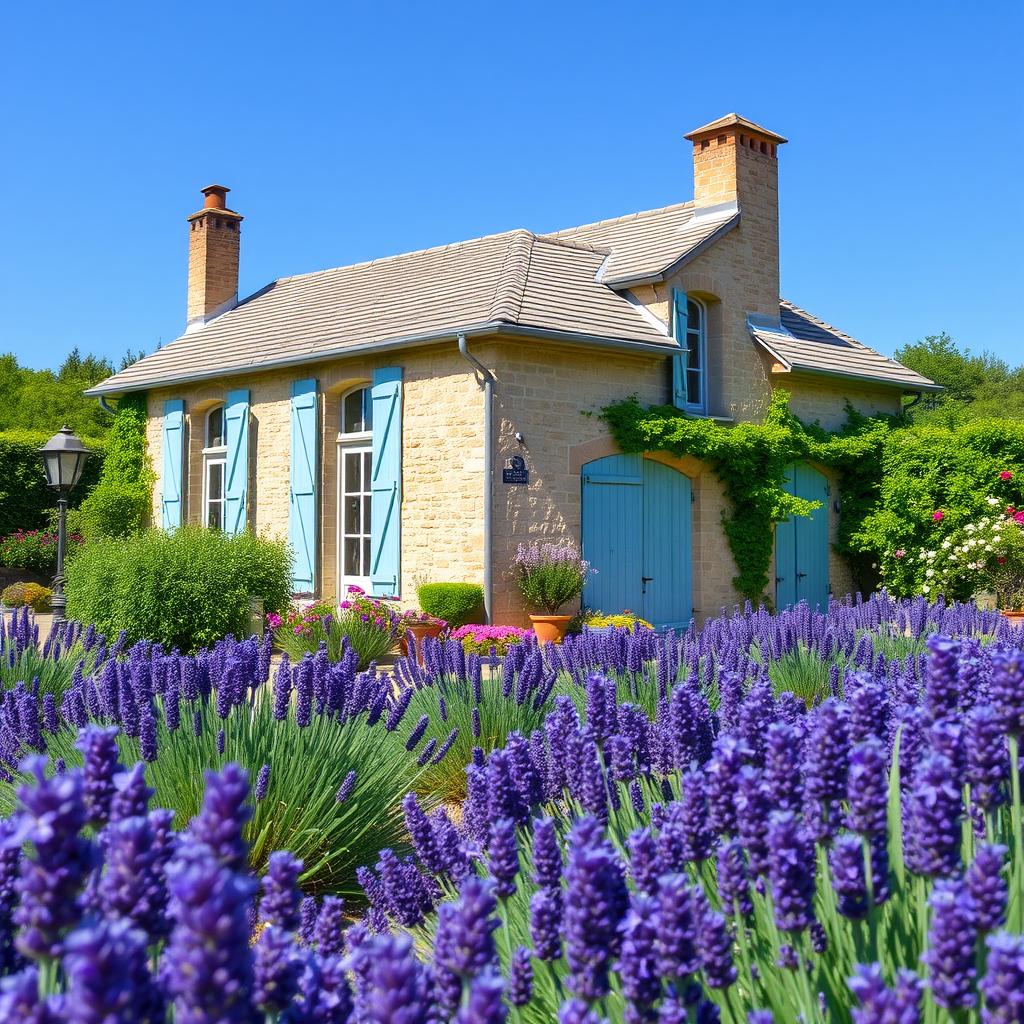 blue french country exterior