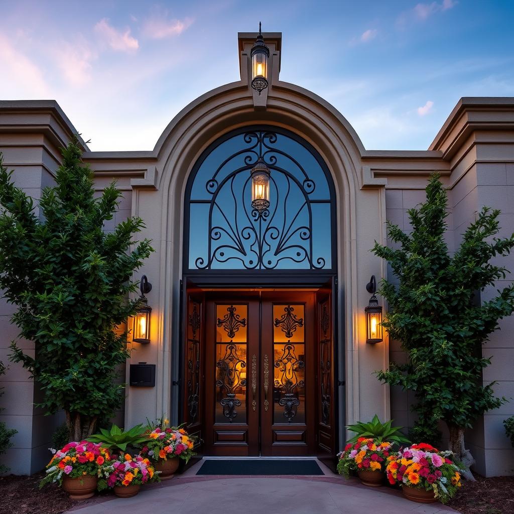 eclectic entrance mixing old and new