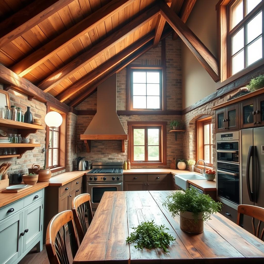 exposed beams kitchen