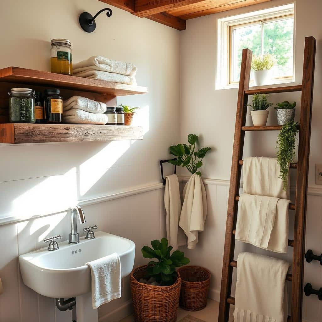 farmhouse bathroom organization