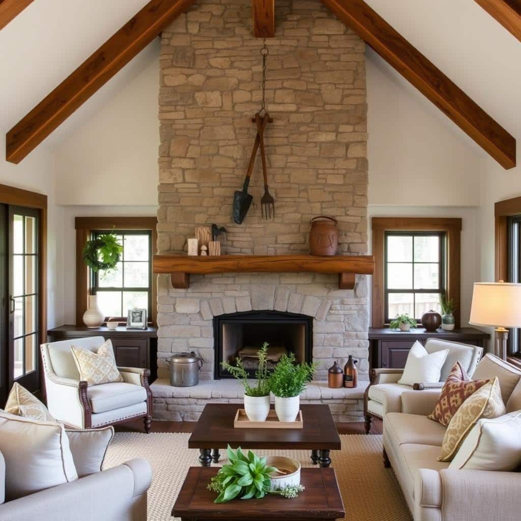 farmhouse fireplace