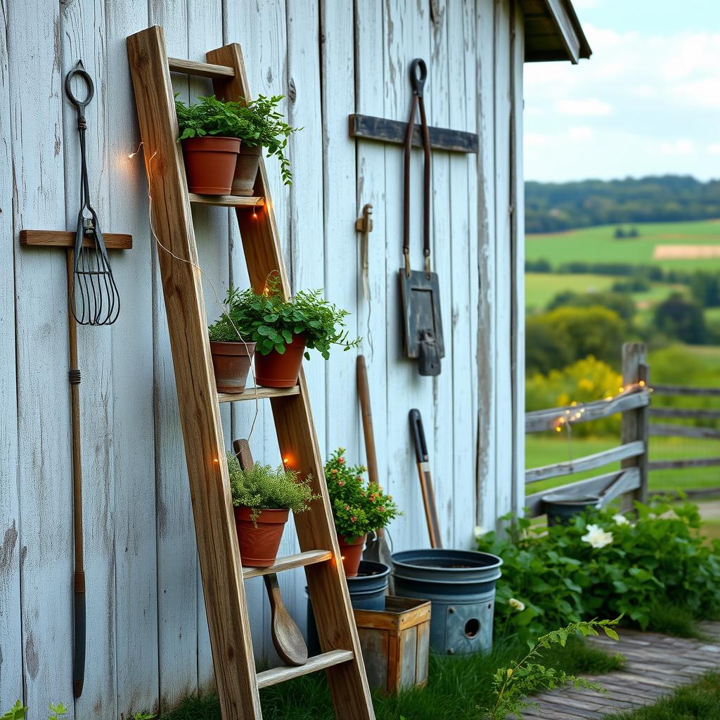 farmhouse ladder decor