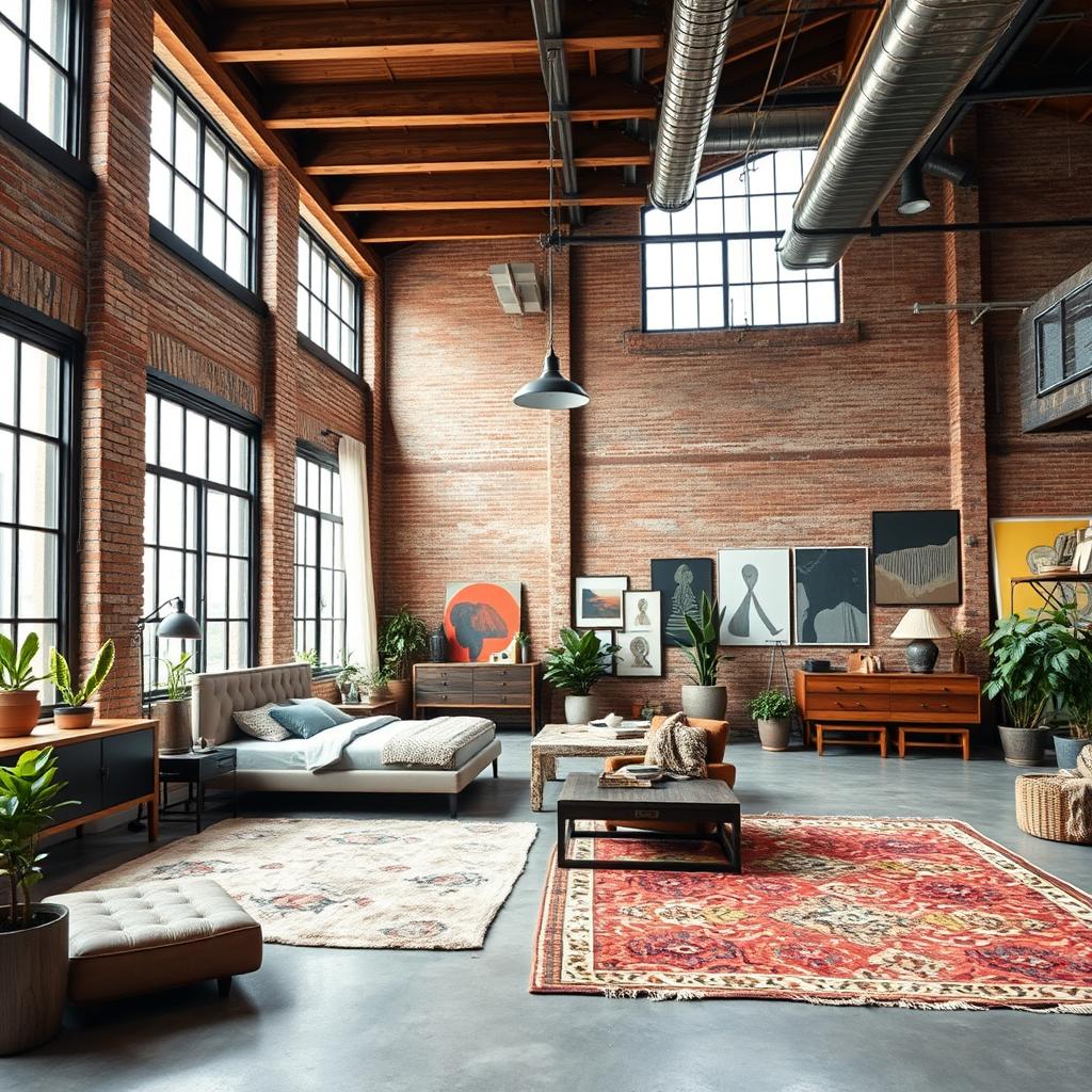 industrial loft bedroom