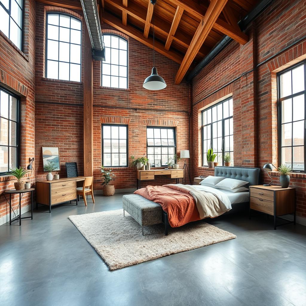 industrial loft bedroom1