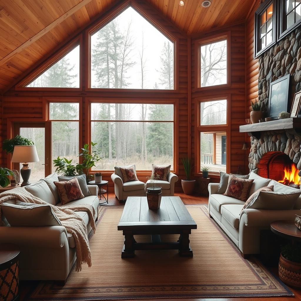 knotty pine living room