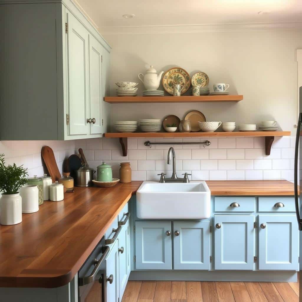 light blue cabinets