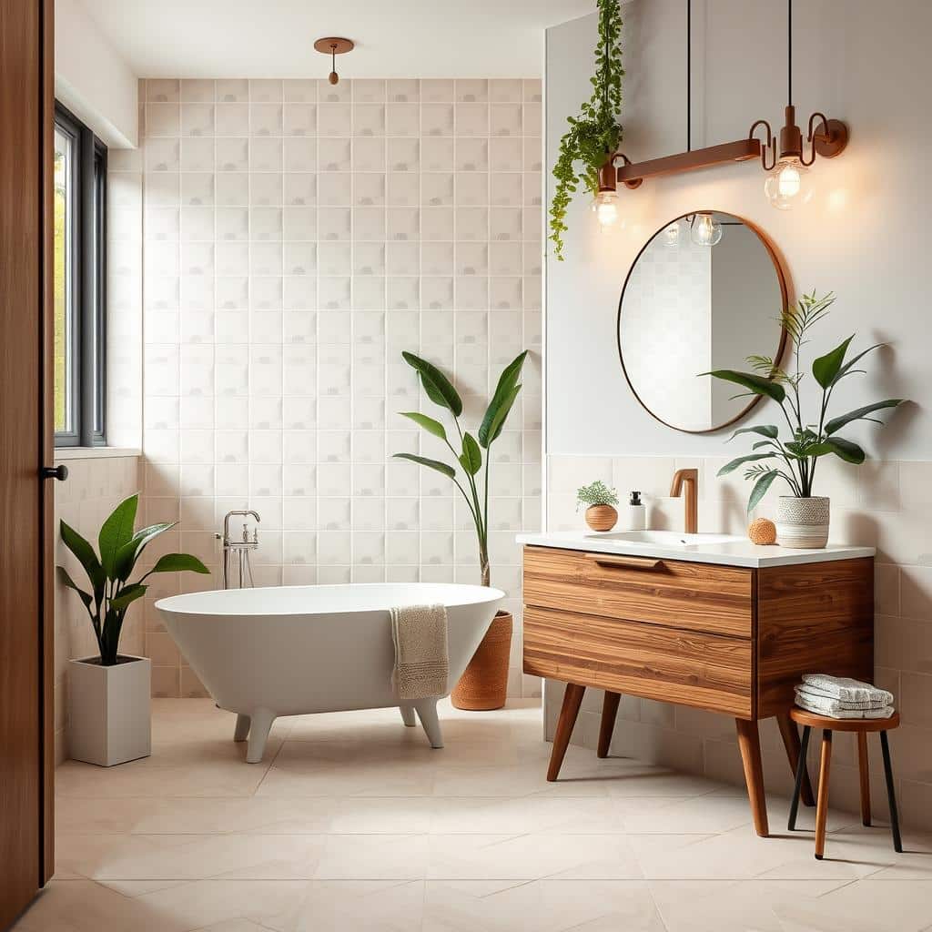 mid-century modern bathroom accents