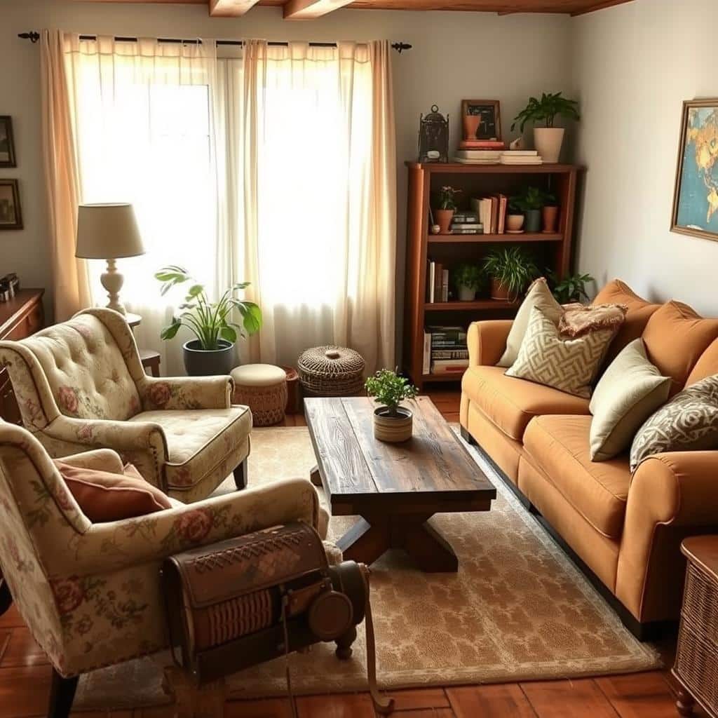 mismatched furniture