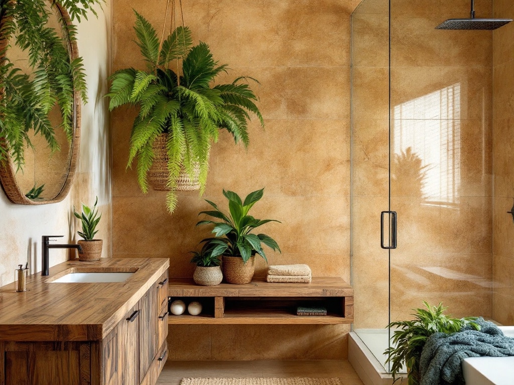 modern bathroom with natural materials