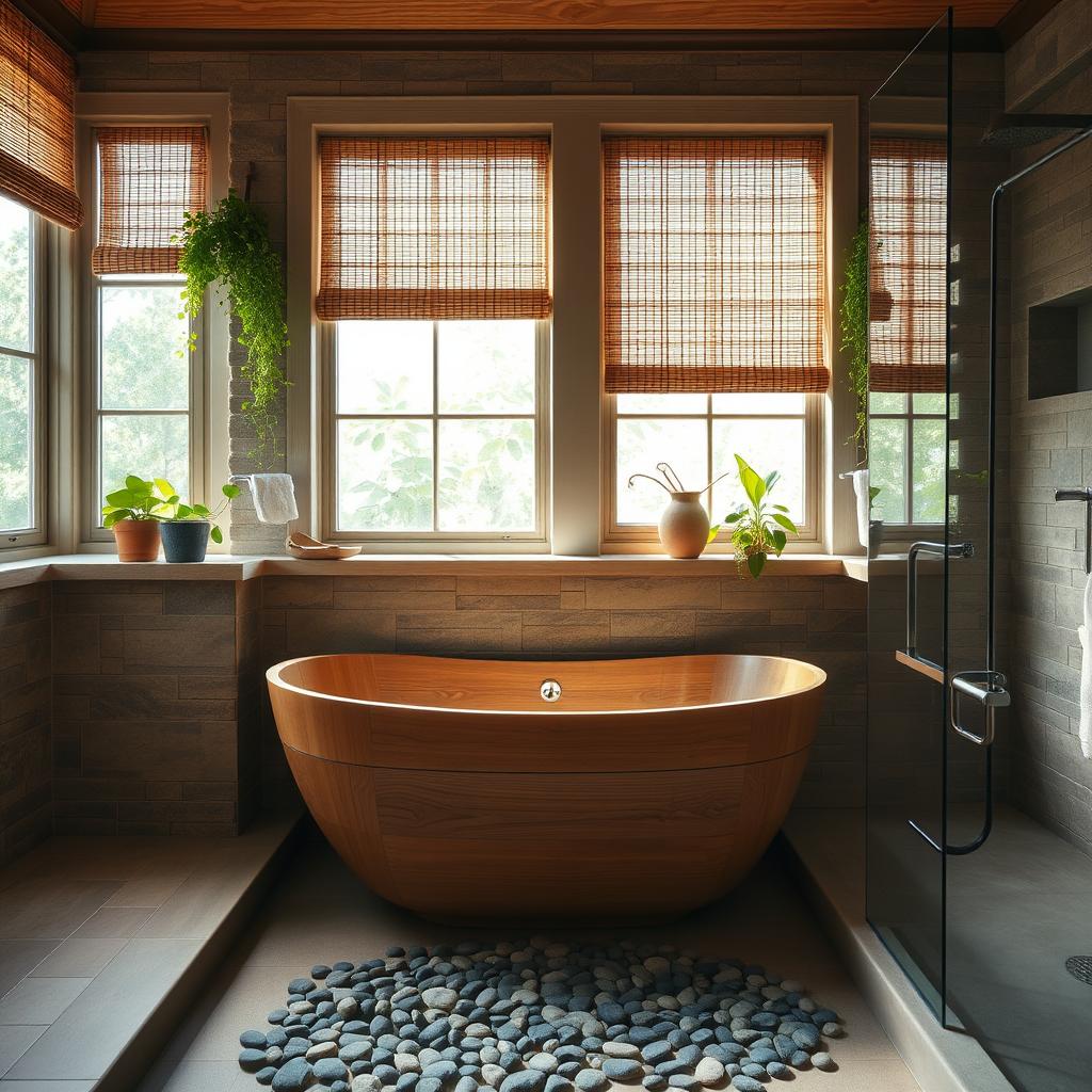 natural materials in bathrooms