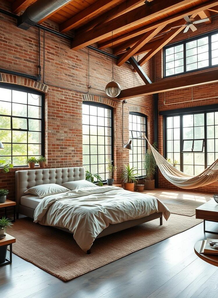 nature-inspired loft bedroom