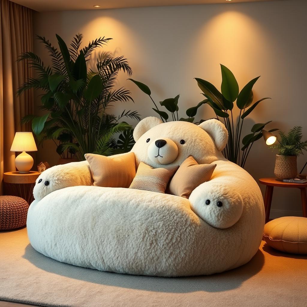 oversized teddy bear shaped lounger