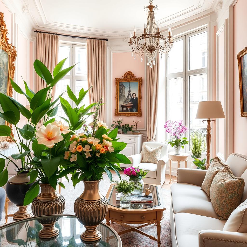 parisian interior design with plants